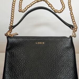 Lodis Black Leather Shoulder Bag